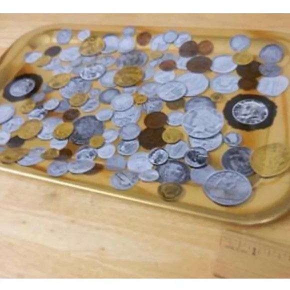 First National Bank Metal Tray Pictures of Coins/Money ~ 14" x 9" Illinois 1968 - Picture 4 of 9